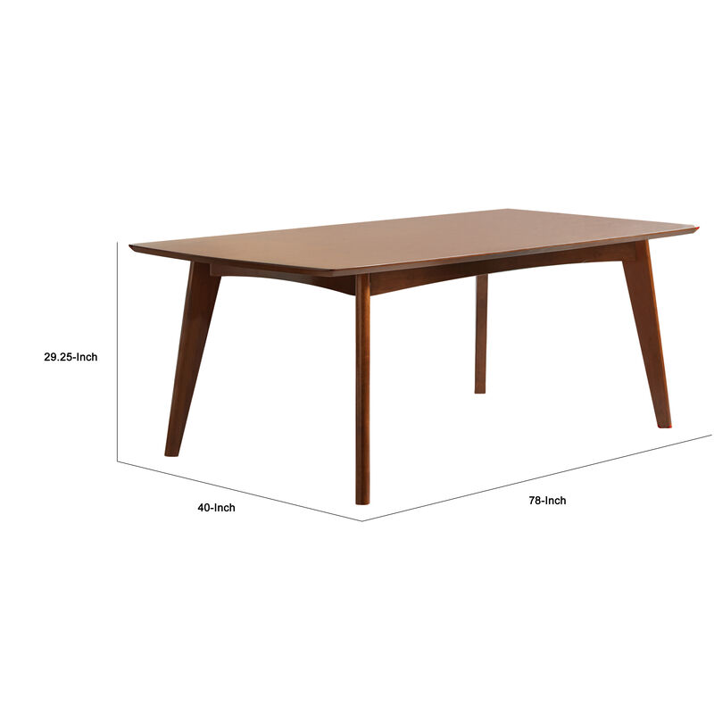 Mid century Modern Wooden Dining Table, Dark Walnut Brown - Benzara