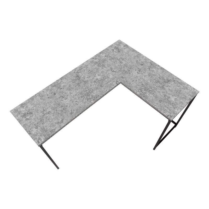 Monarch Specialties I 7392 Computer Desk, Home Office, Corner, 58"L, L Shape, Work, Laptop, Metal, Laminate, Grey, Black, Contemporary, Modern