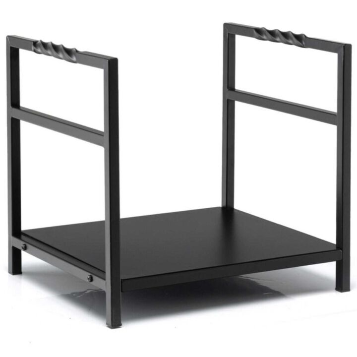 Hivvago Firewood Log Rack with Unique Handle and Raised Feet-Black