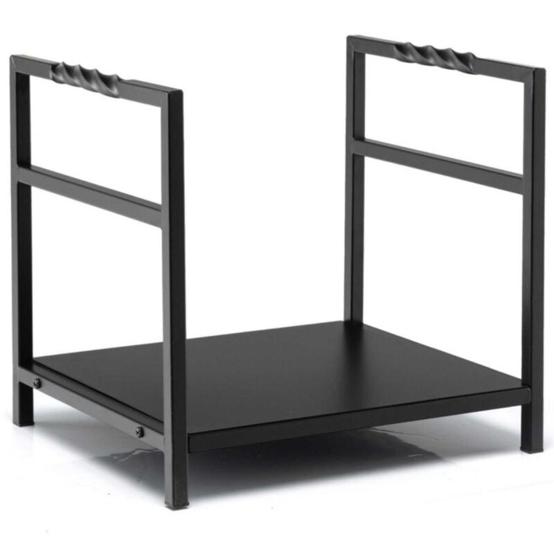 Hivvago Firewood Log Rack with Unique Handle and Raised Feet-Black