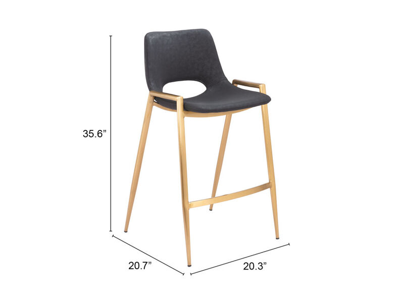 Desi Counter Stool (Set of 2) Black & Gold