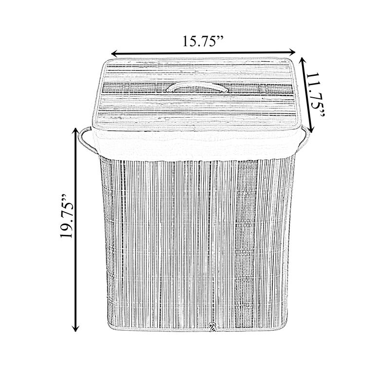 Rectangle Coconut Sticks Collapsible Waterproof Laundry Hamper with Lid and Handles for Organizer, Clothes, Toy Durable Folder Washing Bin for Easy Carrying