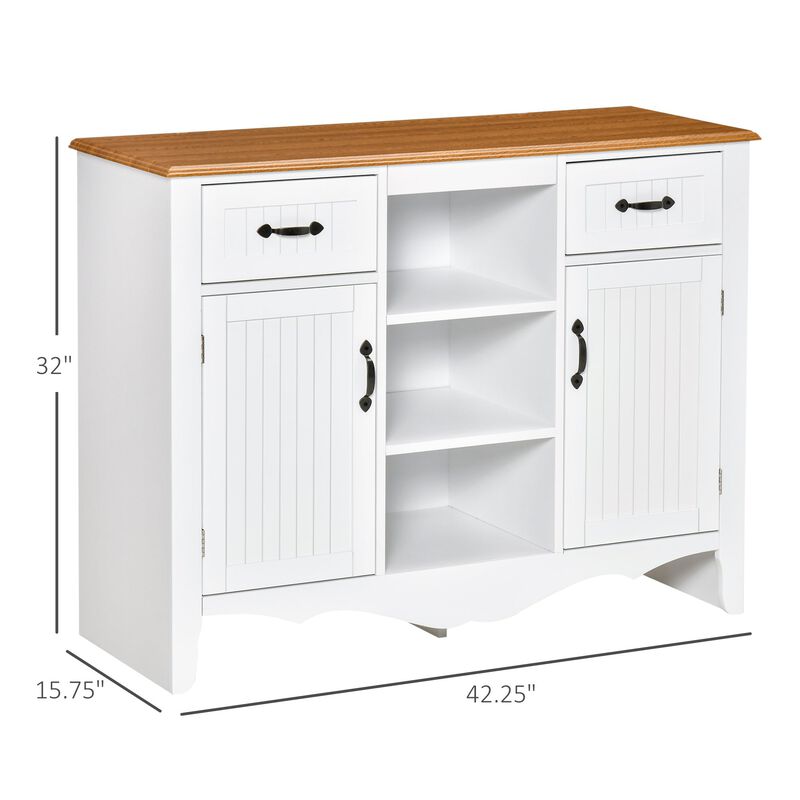 White French Sideboard: 42" Provincial Style with Drawers and Shelves
