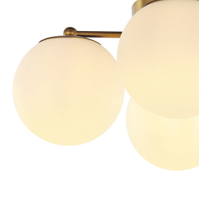 Orly 4-Light Bohemian Farmhouse Iron/Frosted Glass LED Semi Flush Mount