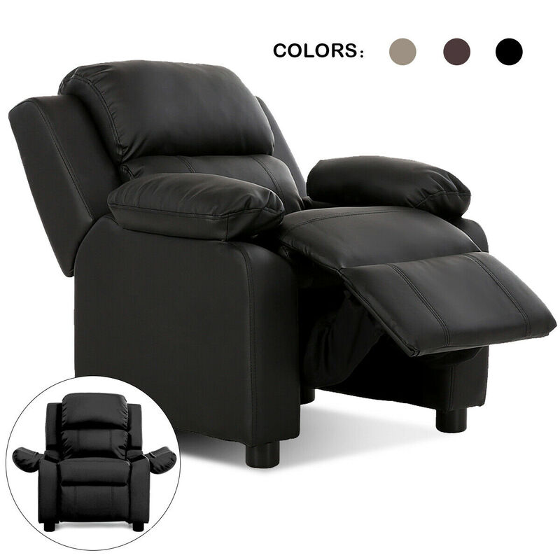 Kids Deluxe Headrest  Recliner Sofa Chair with Storage Arms
