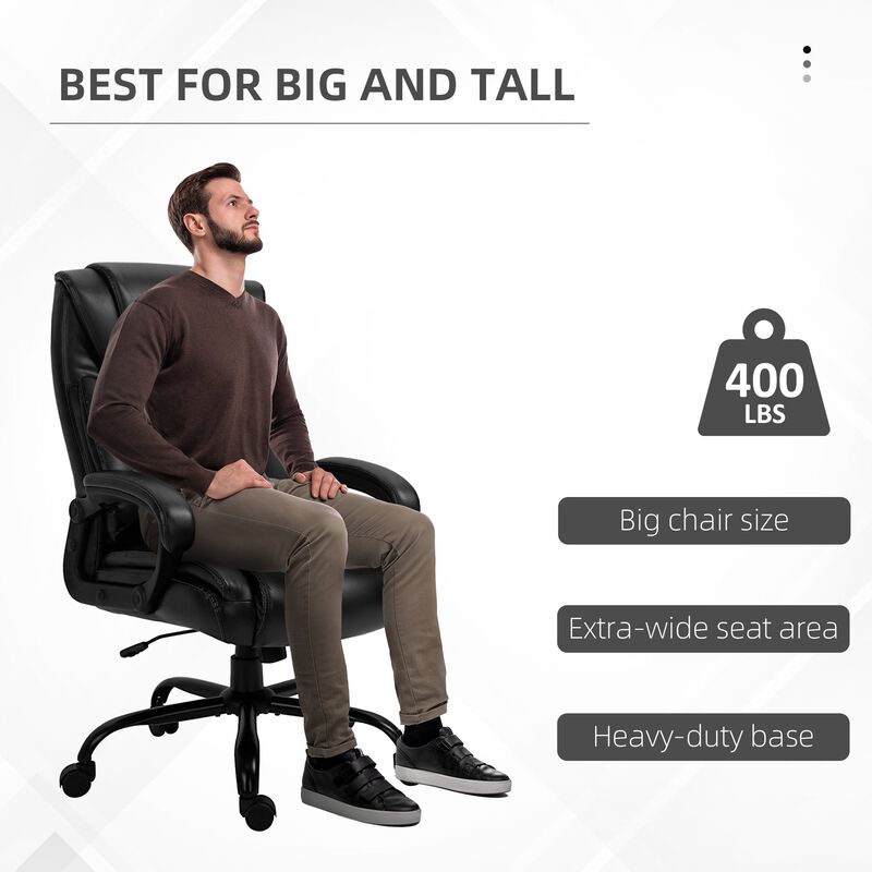 Black Executive Giant: 400lbs Capacity High Back PU Leather Office Chair
