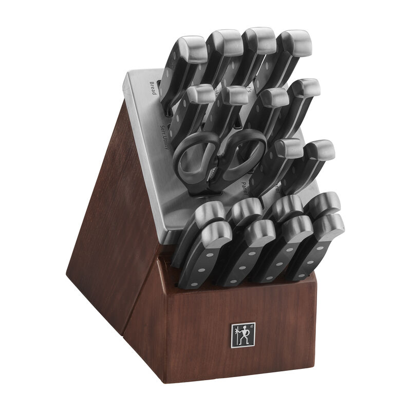 Henckels Statement 20-pc Self-Sharpening Knife Set with Block, Chef Knife, Paring Knife, Utility Knife, Bread Knife, Steak Knife, Dark Brown, Stainless Steel