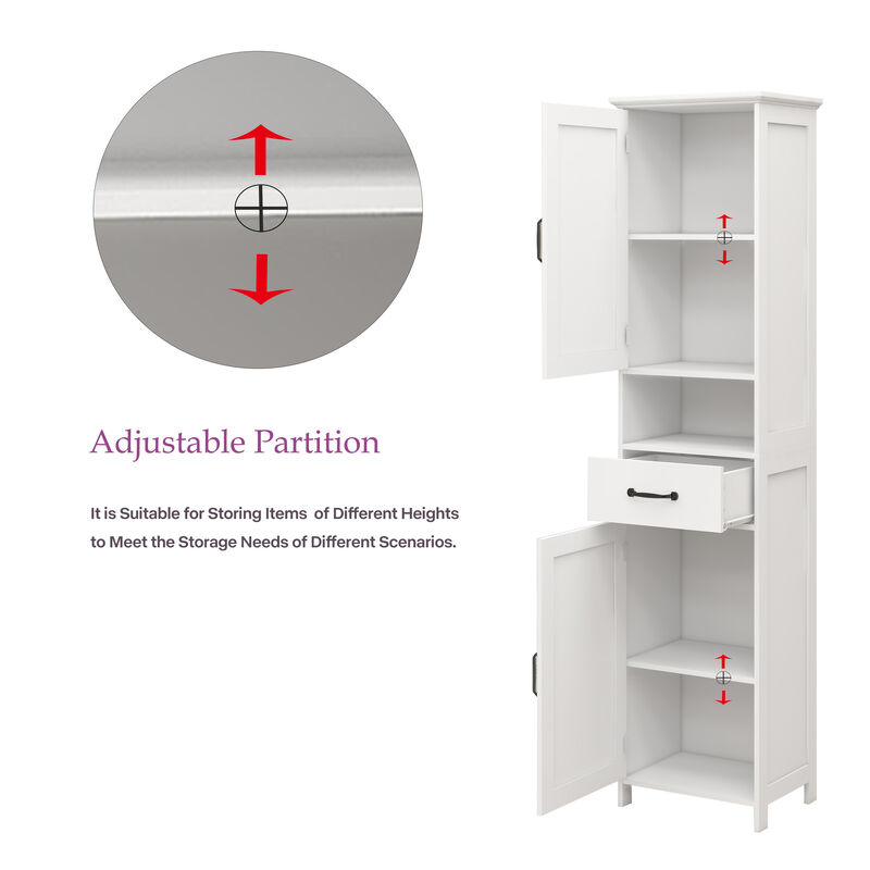 15.75 in. W. x 11.81 in. D x 64.96 in. H White Freestanding Linen Cabinet