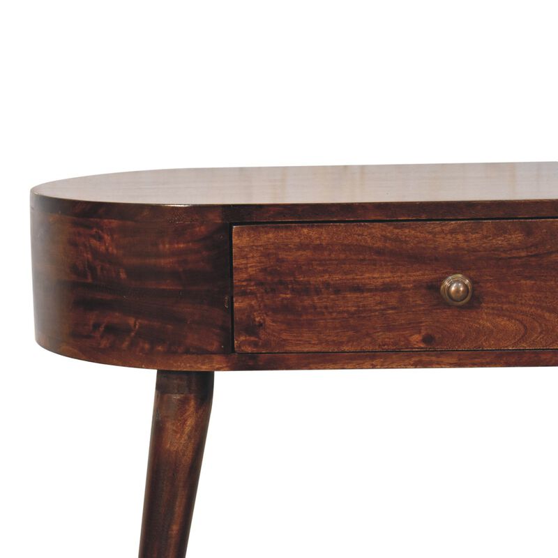 Artisan Furniture Solid Wood Honey Caramel Rounded Small Console Table
