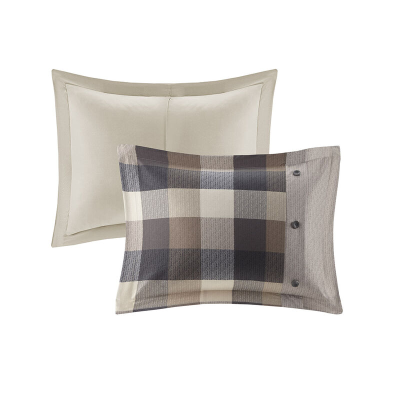 Gracie Mills Nanette 7-Piece Bufallo Plaid Printed Herringbone Comforter Set