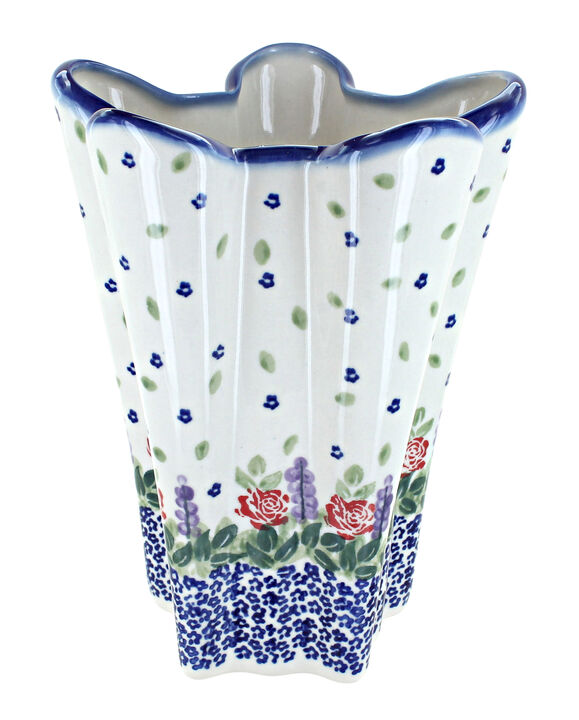 Blue Rose Polish Pottery Cherry Red Bouquet Large Vase