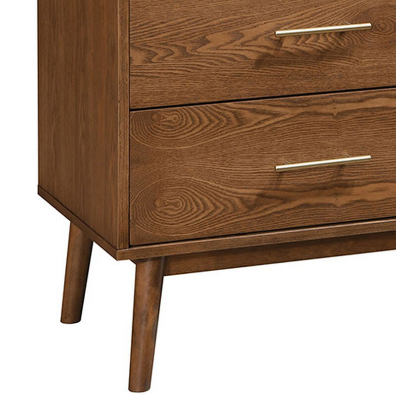 Roma 47 inch Wide Dresser, 6 Drawers, Nickel Handles, Walnut Brown Wood