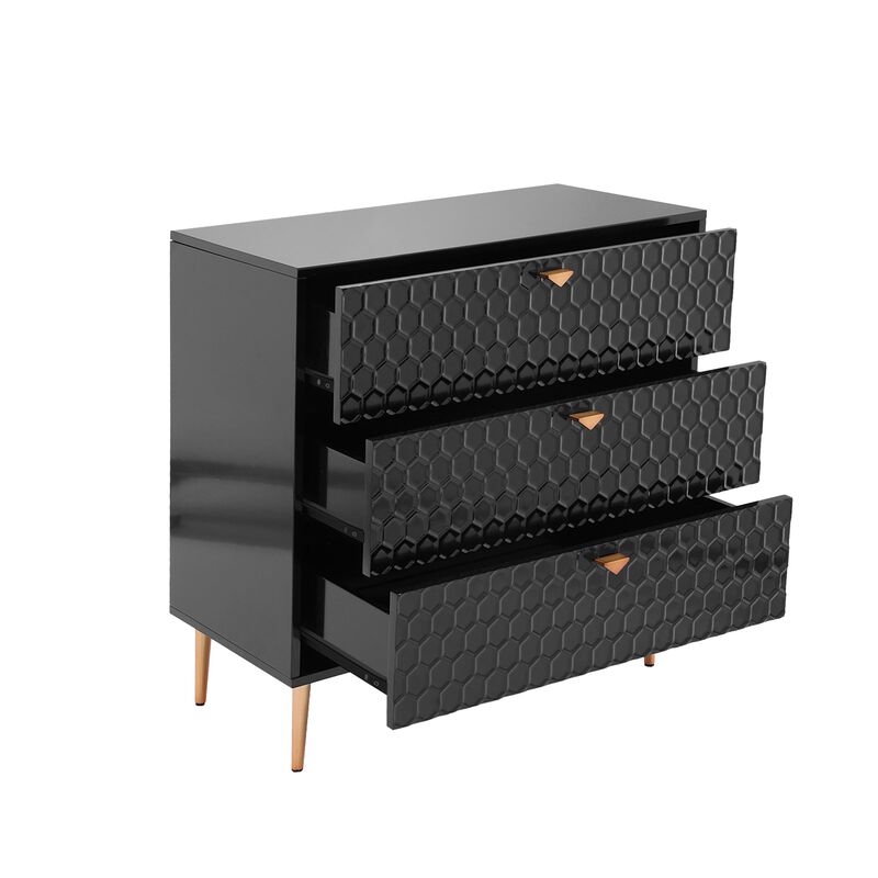 White Accent Storage Cabinet with 3-Drawer Chest