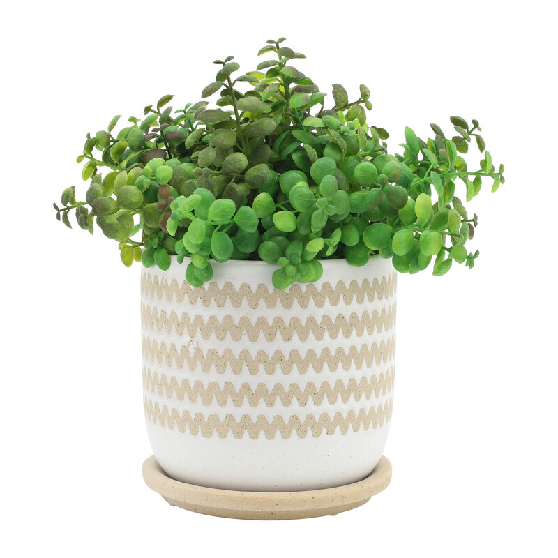 Zig-zag Planter with Saucer Set