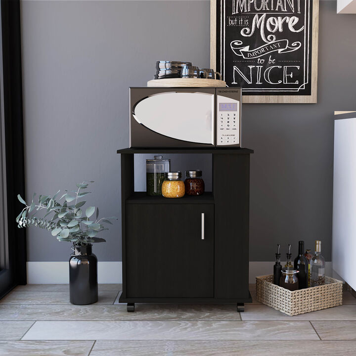 Correy 4-Shelf Microwave Cabinet With Caster Black Wengue