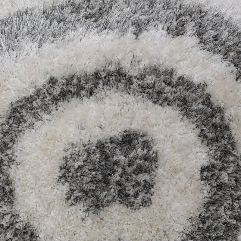 RUGSOTIC CARPETS HAND TUFTED SHAG POLYESTER ECO-FRIENDLY AREA RUGS  - 4'x6', Rectangle, Gray White, Geometric Modern Design, High Pile Thick Handmade Anti Skid Rugs for Living Room K00080