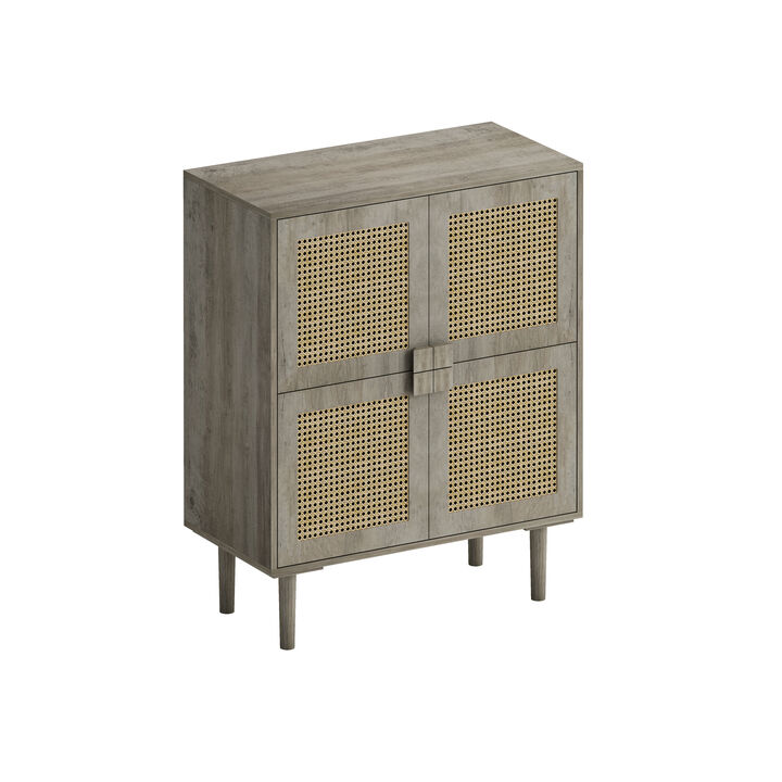 Merax 4-Door Rattan Mesh Sideboard Storage Cabinet