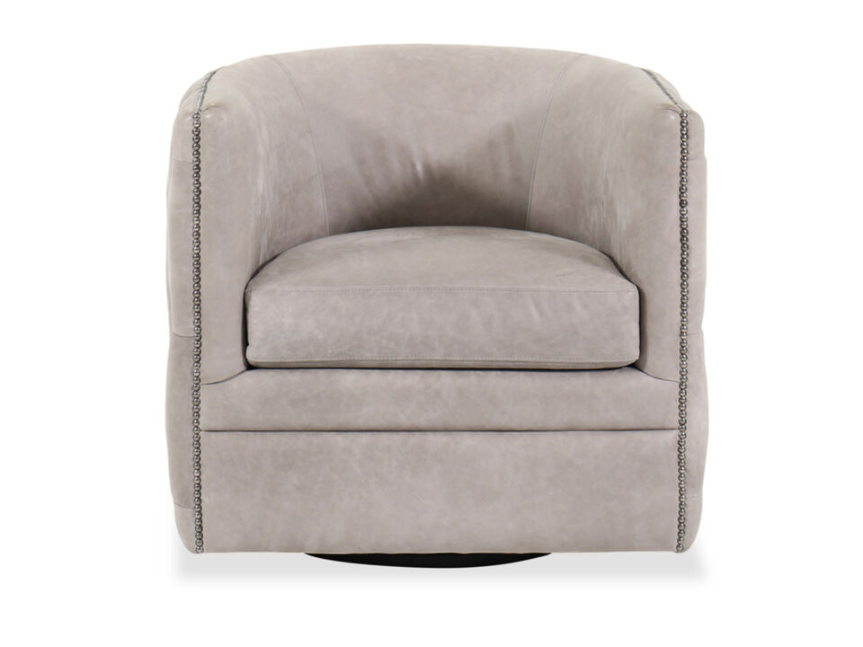 Palazzo Gray Leather Swivel Chair