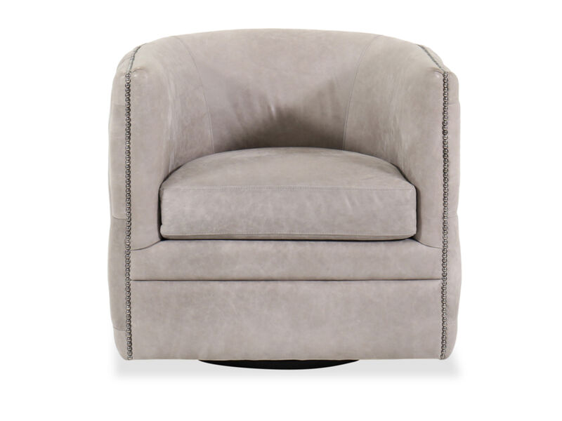 Palazzo Gray Leather Swivel Chair