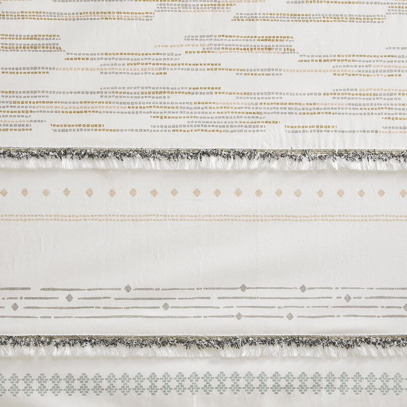 Gracie Mills Hogan Boho Striped Cotton Curtain Panel with Tassel Trim and Lining