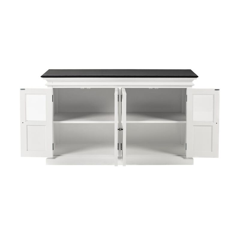 Belen Kox Two-Tone Classic White and Black Buffet with Beveled Glass Doors, Belen Kox