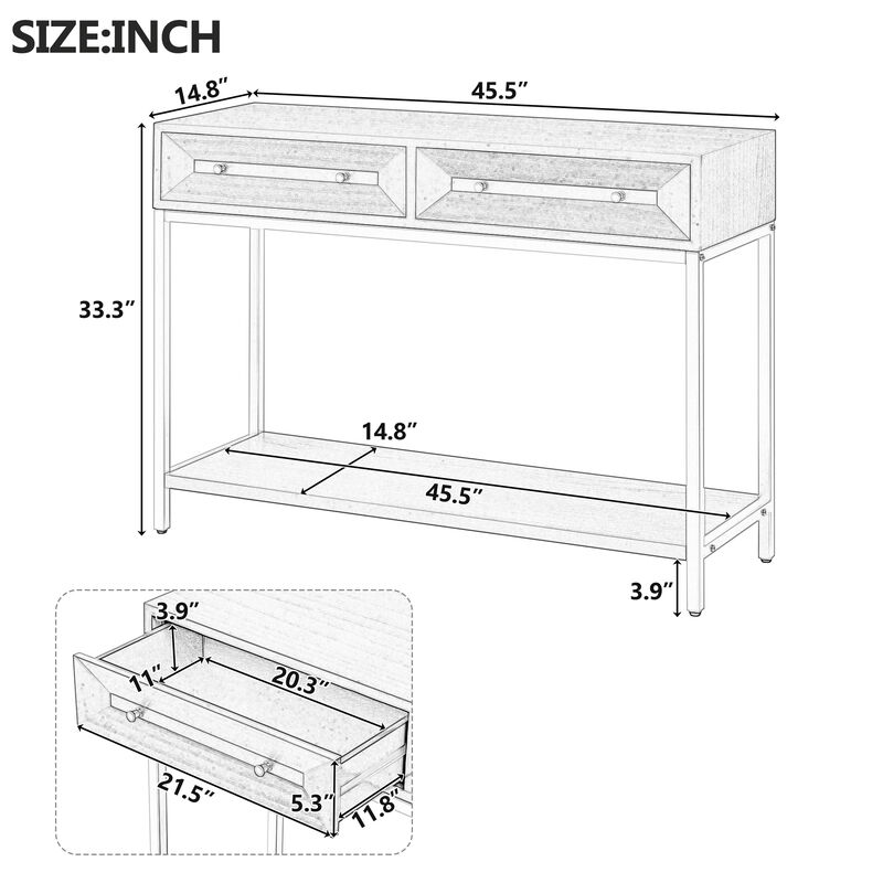 Merax Retro Hallway Console Table with 2 Drawers