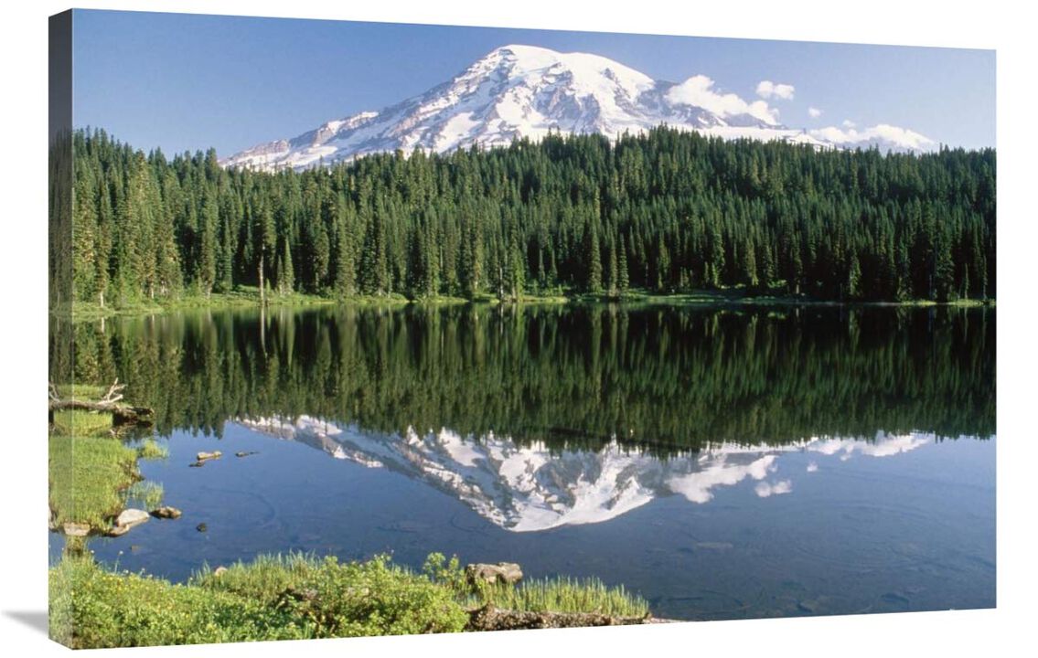 Mt Rainier reflected in lake, Mt Rainier National Park, Washington-Canvas Art-36x24