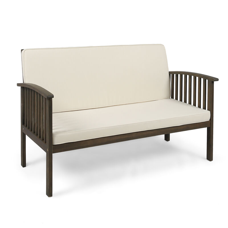Merax Acacia Wood Outdoor Loveseat Sofa Chair