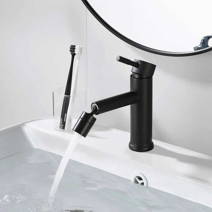 Matte Bathroom Faucet For 2 Mode Faucet For Bathroom Sink With 360 Rotating Aerator