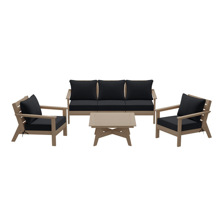 WestinTrends Outdoor 6-Piece Modular Sectional Patio Furniture Sofa Set