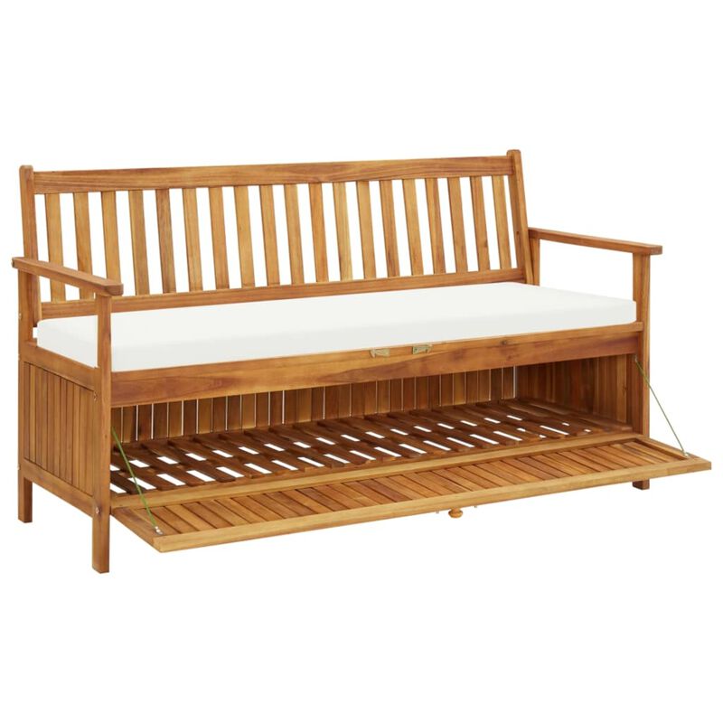 vidaXL Storage Bench with Cushion 58.2" Solid Acacia Wood