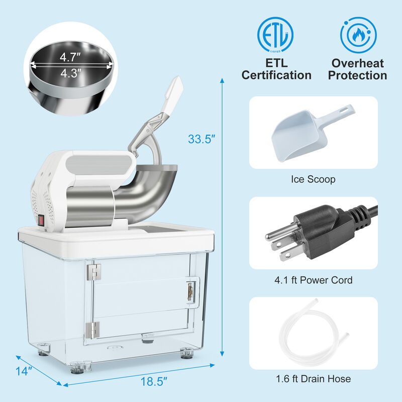 300W Commercial Ice Crusher with Dual Blades and Safety Switch