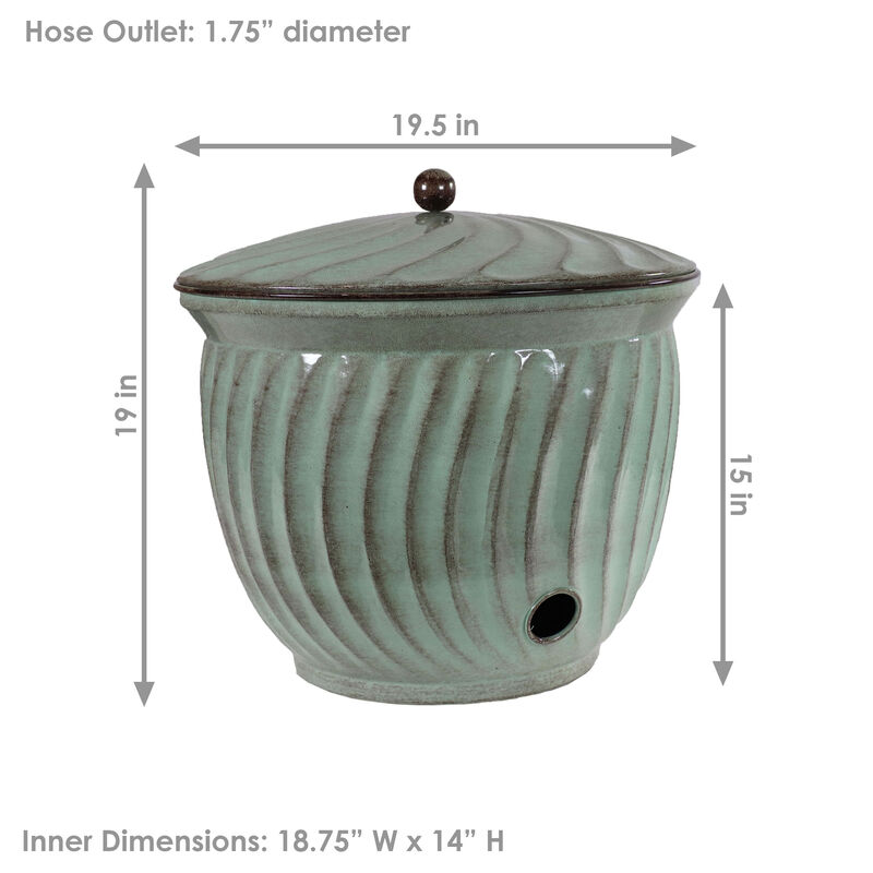 Sunnydaze Decorative Metal Garden Hose Holder - Sage Glaze
