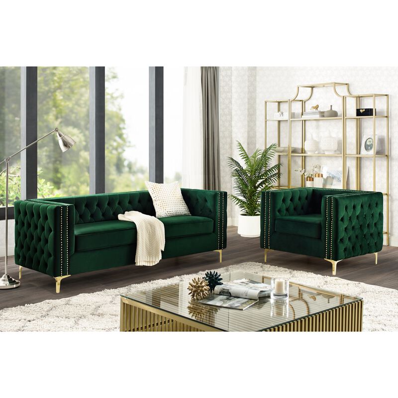 Inspired Home Clarinda Velvet Club Chair