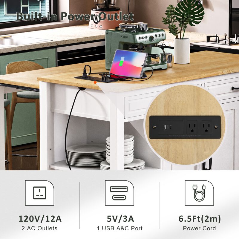 Merax Kitchen Island with Extendable Dining Table