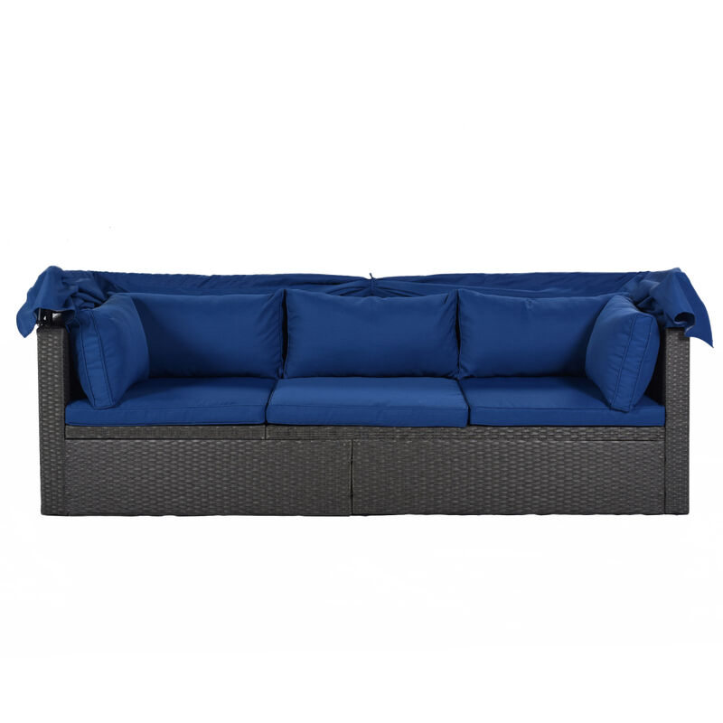 Rectangle Daybed with Retractable Canopy & Washable Cushions