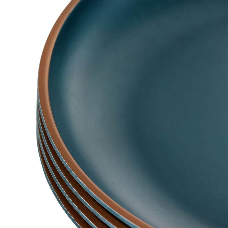 Gibson Home Rockabye 4 Piece Melamine Dinner Plate Set in Dark Teal