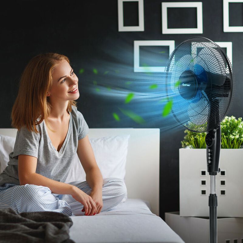 Adjustable Height Fan with Quiet Oscillating Stand for Home and Office