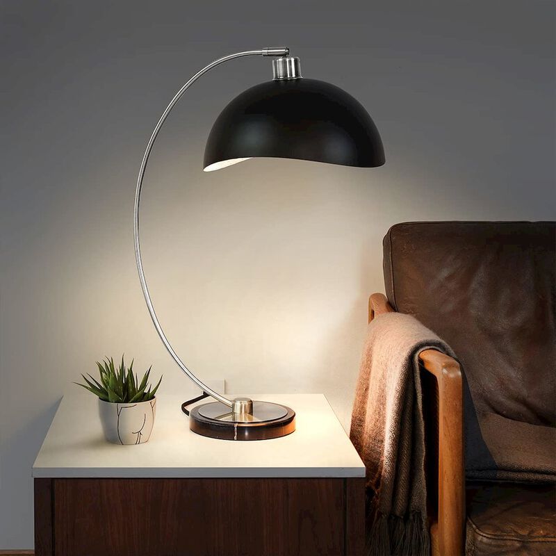 NOVA OF CALIFORNIA Luna Bella Table Lamp - Nickel/Matte Black/Silver Leaf