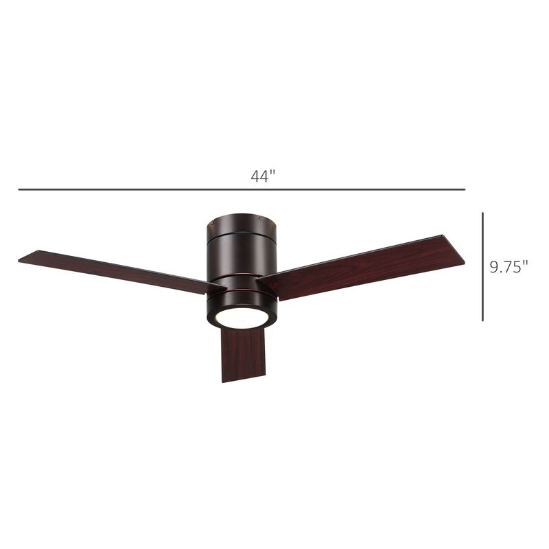 Brown Mount Ceiling Fan with Light: 44" with LED Light and Remote