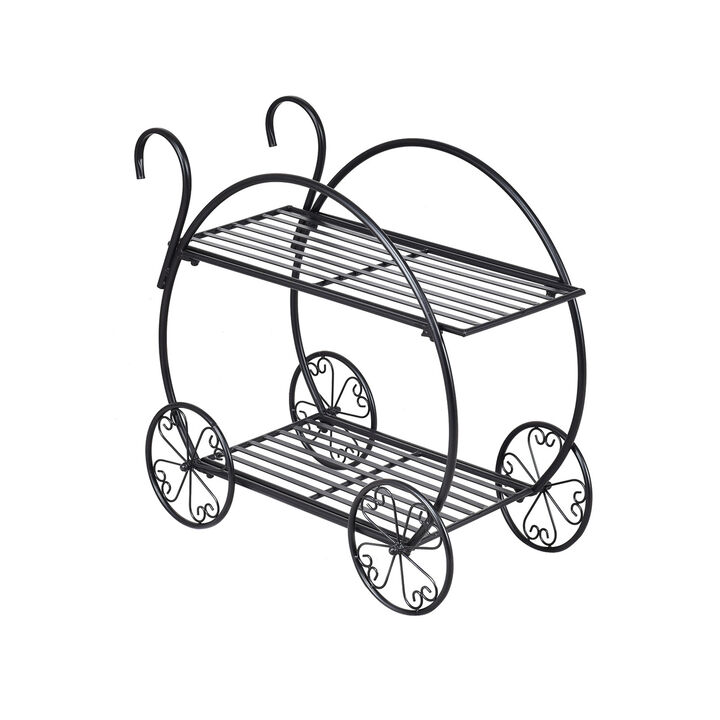 Flower Cart Plant Stand for Outdoor Garden Decor and Plant Display