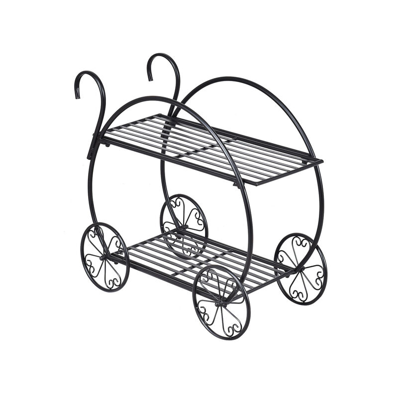 Flower Cart Plant Stand for Outdoor Garden Decor and Plant Display