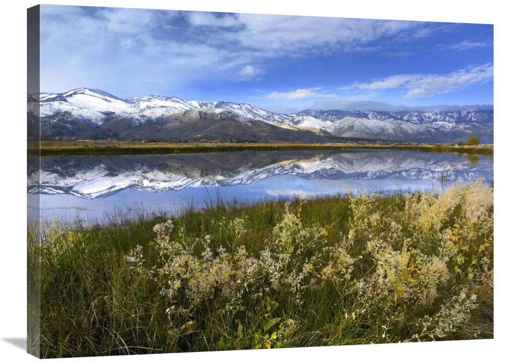 Carson Range reflected in Washoe Lake, Nevada-Canvas Art-32x24