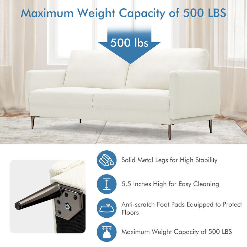 Fabric Sofa Couch Living Room Small Apartment Furniture w/ Metal Leg