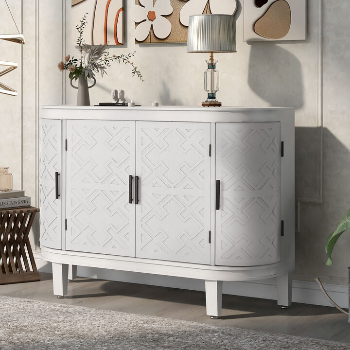 Merax Accent Storage Cabinet Sideboard Wooden Cabinet with Antique Pattern Doors for Hallway
