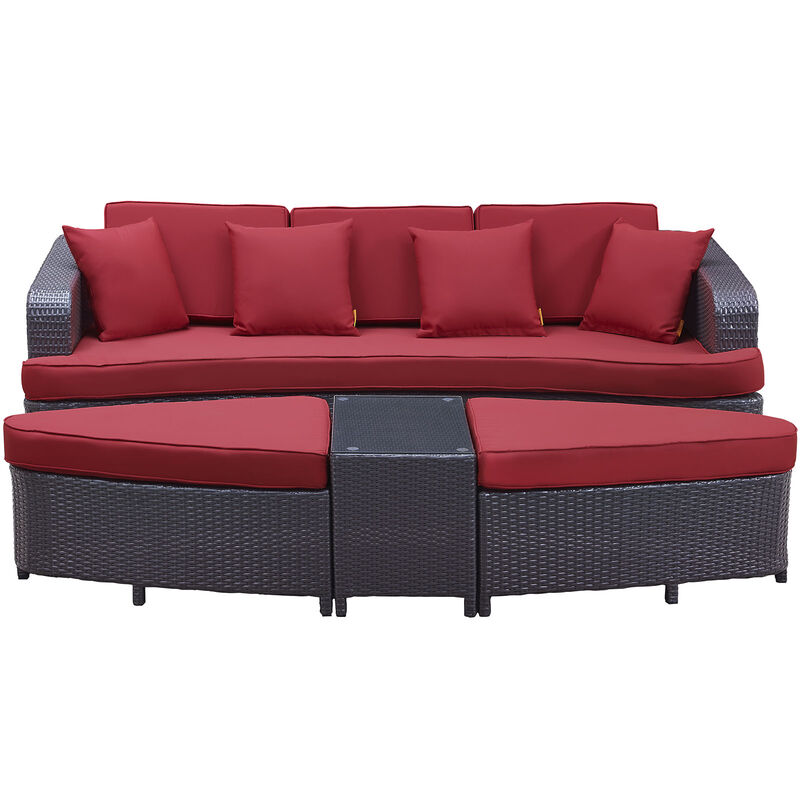 Modway - Monterey 4 Piece Outdoor Patio Sofa Set Brown Red