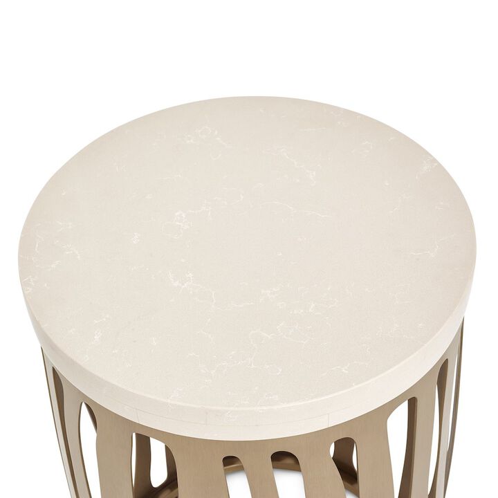 Michael Amini La Rachelle Round Chairside Table - Chardonnay