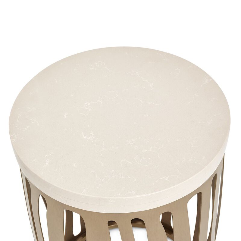 Michael Amini La Rachelle Round Chairside Table - Chardonnay