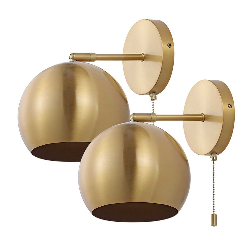 Tierra Modern Midcentury Iron LED Sconce with Pull Chain Switch (Set of 2)