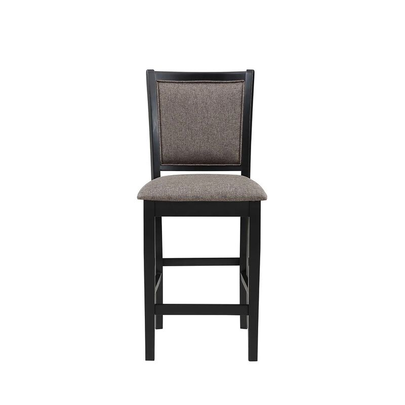 Mac Counter Height Chair Set of 2, Lattice Pattern, Black Brown Wood - Benzara